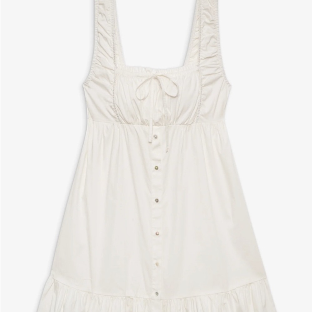 Frankie's Bikinis White Ruffled Button-Front Mini Dress - Picture 4 of 6